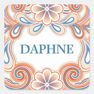 Vintage-Aufkleber mit individuellem Namen und Blum Quadratischer Aufkleber