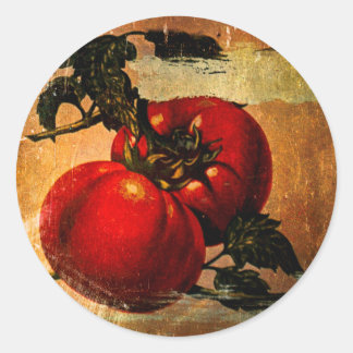 Vintage-Aufkleber mit roten Tomaten Runder Aufkleber
