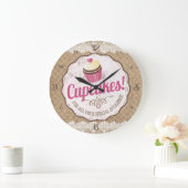 Vintage Aufkleberleinwandspitzebäckerei-Küchenuhr Große Wanduhr (Zuhause)