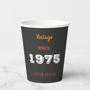 Vintage Auflage 1975 Jahre Geburtstag Pappbecher