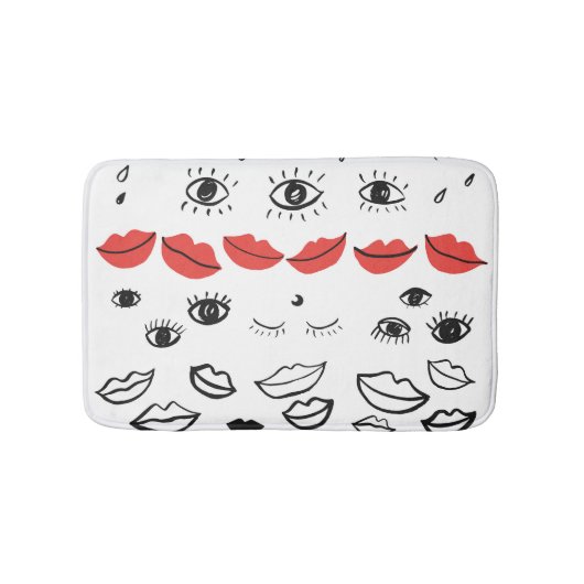 Vintage Augen, rote Lippen. Badematte (Vorderseite)