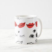 Vintage Augen, rote Lippen. Kaffeetasse (VorderseiteRechts)