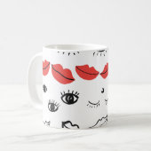 Vintage Augen, rote Lippen. Kaffeetasse (Vorderseite Links)