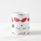 Vintage Augen, rote Lippen. Kaffeetasse (Mittel)