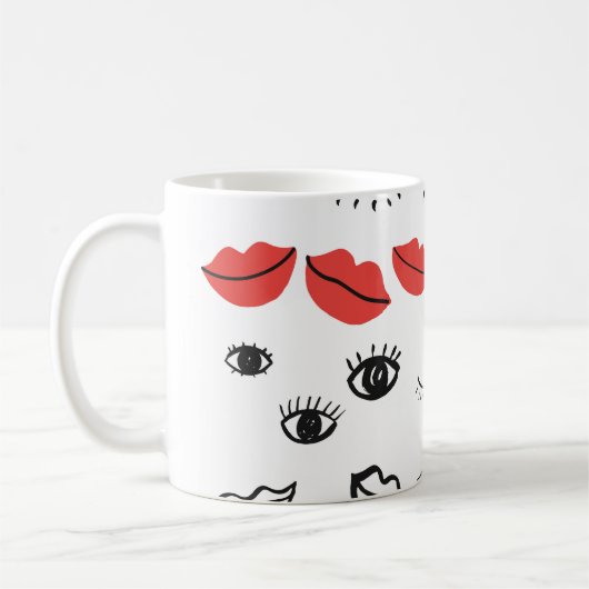 Vintage Augen, rote Lippen. Kaffeetasse (Links)