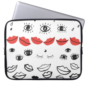Vintage Augen, rote Lippen. Laptopschutzhülle