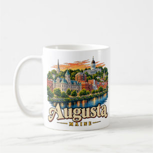 Vintage Augusta Maine Reise Kunst Landmarke Kaffeetasse
