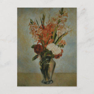 Vintage Auguste Renoir Rosa Rot Grüne Gladiolen Feiertagspostkarte