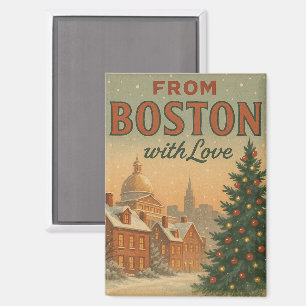 Vintage aus Boston mit Liebe Weihnachten Magnet