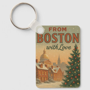 Vintage aus Boston mit Liebe Weihnachten  Schlüsselanhänger