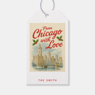 Vintage aus Chicago mit Liebe Weihnachten Geschenkanhänger