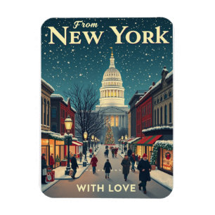 Vintage aus New York mit Liebe Frohe Weihnachten Magnet