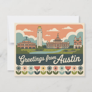 Vintage Austin Postkarte Grüße aus Austin