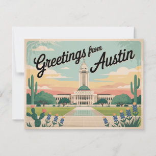 Vintage Austin Postkarte Grüße aus Austin
