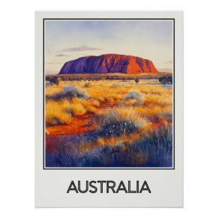 Vintage Australia, Majestät von Uluru Poster
