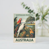 Vintage Australia Parrots Wildlife Postkarte (Stehend Vorderseite)