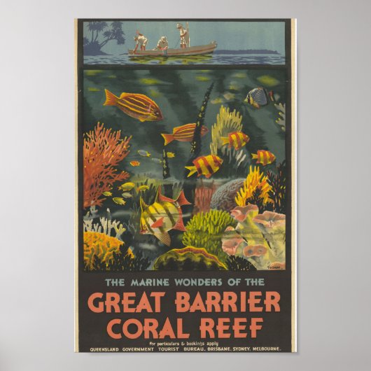 Vintage australische Great Barrier Reef Travel Poster (Vorne)