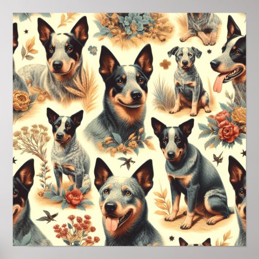 Vintage australische Rinder nahtlos Poster (Vorne)