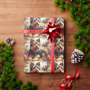 Vintage australische Terrier-Malerei Geschenkpapier
