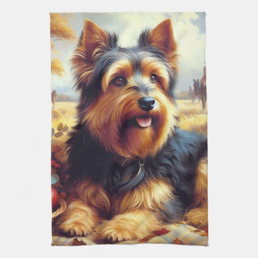 Vintage australische Terrier-Malerei Geschirrtuch (Vertikal)