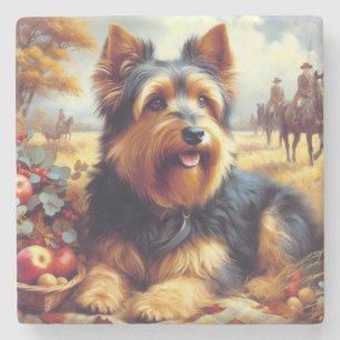 Vintage australische Terrier-Malerei Steinuntersetzer