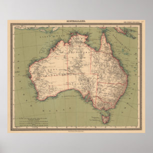 Vintage australische Topographie-Karte (1888) Poster