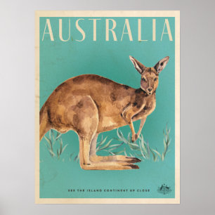 Vintage-Australisches-Känguru-Reiseposter Poster