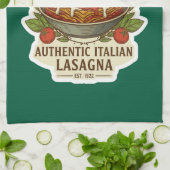 Vintage Authentic Italian Lasagna Label Geschirrtuch (Gefaltet)