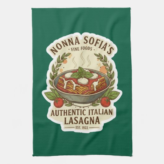 Vintage Authentic Italian Lasagna Label Geschirrtuch (Vertikal)