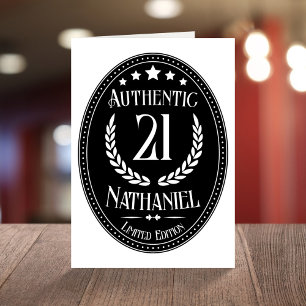 Vintage Authentisch Für Ihn 21. Geburtstag Karte