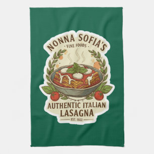 Vintage-authentisches italienisches Lasagne-Etiket Geschirrtuch