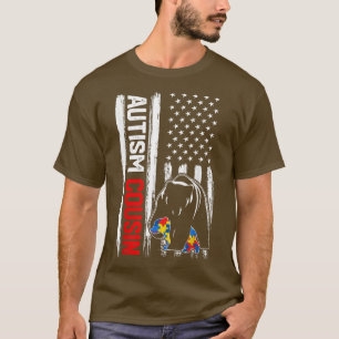 Vintage-Autismus-Cousin-Bär Amerikanische Flagge B T-Shirt
