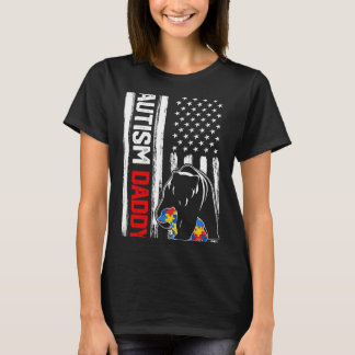 Vintage-Autismus-Daddy-Bär-Amerikanische-Flagge-Be T-Shirt