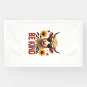 Vintage-Autismus-Hochlandkuh-Sei-Freundlich-Regenb Banner