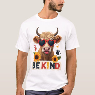 Vintage-Autismus-Hochlandkuh-Sei-Freundlich-Regenb T-Shirt