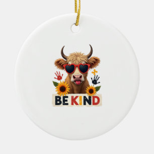 Vintage-Autismus-Hochlandkuh-Sei-Netter-Regenbogen Keramik Ornament