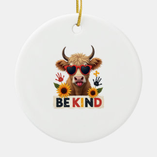 Vintage-Autismus-Hochlandkuh-Sei-Netter-Regenbogen Keramik Ornament