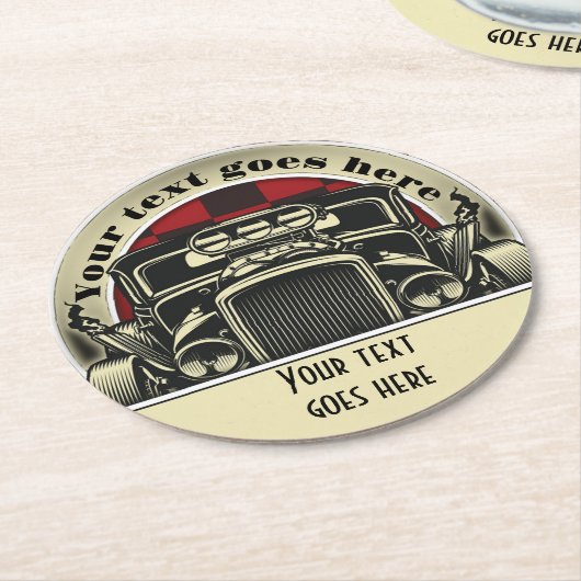Vintage Auto anpassen Runder Pappuntersetzer (Angewinkelt)