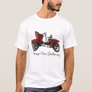 Vintage Auto-Ansammlung, rotes grünes Schwarzes T-Shirt