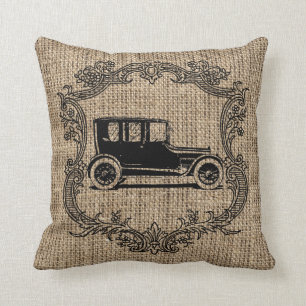 Vintage Auto auf Jute Kissen