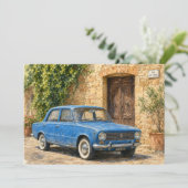 Vintage Auto auf rustikaler Straße Dankeskarte (Stehend Vorderseite)