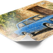 Vintage Auto auf rustikaler Straße Fotodruck (Ecke)