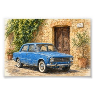 Vintage Auto auf rustikaler Straße Fotodruck