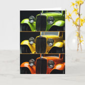 Vintage-Auto-Blumen-Vatertagskarte Karte (Gelbe Blume)