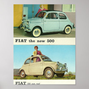 Vintage Auto Fiat 500 in Italien Poster Retrodru