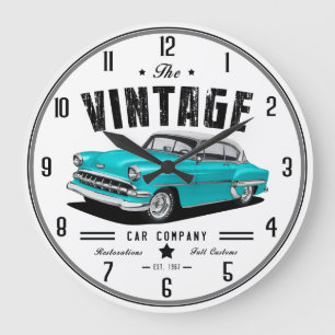 Vintage Auto Firma Bel Air in Blau Große Wanduhr