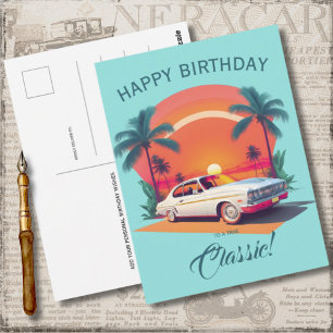 Vintage-Auto-Geburtstags-Grußkarte Postkarte