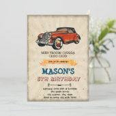 Vintage Auto Geburtstagseinladung Einladung (Stehend Vorderseite)