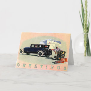 Vintage-Auto-Grußkarte mit altem Lincoln Karte