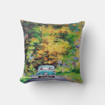 Vintage-Auto-Herbstfahrt-Landschaft